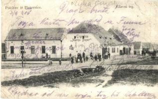 1906 Pleterniceszentmiklós, Pleternica; Főtér, Marko Popper üzlete és kiadása / main square, shop (r)