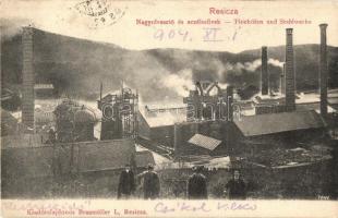 1904 Resicabánya, Resita; Hochöfen und Stahlwerke / Nagyolvasztó és acélművek. Kiadja Braumüller L. / steel works, blast furnaces, factory + 1904 Resicza-Vojtek 95. sz. vasút pecsét