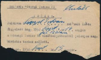 1953 Kulák beadási könyve és helyi tanács elé idézése