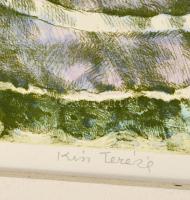 Kiss Terézia (1928- ): Mandulavirág. Színezett rézkarc, papír, jelzett, paszpartuban, 40×29 cm