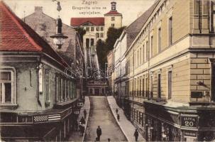 Zagreb, Zágráb; Bregovita ulica sa uspinjacom / street view with funicular (EK)