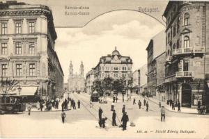 Budapest VIII. Baross utca, villamosok. Divald Károly 142. (EK)
