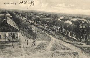 1916 Dunabökény, Bukin, Mladenovo; látkép, utcakép. Kiadja Adolf Németz, Kaufmann / street view (EK)