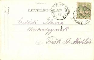 1905 Dálya, Dalja, Dalj; Gőzkomp Gombos és Erdőd között a szabad Dunán, gőzmozdony kompra állítása /...