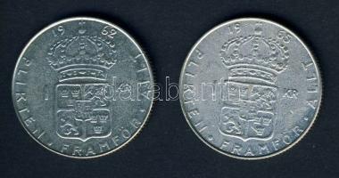 Svédország 1962+1965. 1Kr Ag 2klf évszám T:2, 2/3