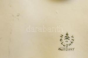 Hollóházi Testvériség gázvezeték, biszkvit porcelán plakett, jelzett, kopott, 15×15 cm