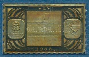 1983. Naptár / Kézilabda sárgaréz bélyegérem eredeti, sérült ÁPV tokban (22x37mm) T:1