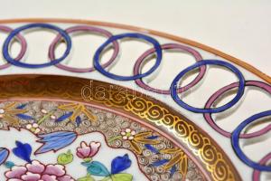 cca 1900 Herendi Cubash mintás áttört szélű dísztányér párban, kézzel festett, jelzett (mélynyomás),...