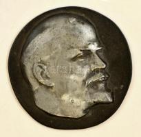 Lenin, festett fém plakett, hátoldalon Lenin "aláírásával", d: 6,5 cm