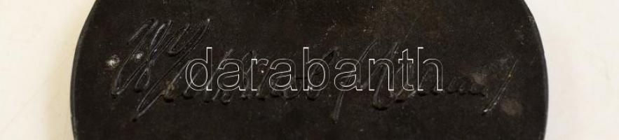 Lenin, festett fém plakett, hátoldalon Lenin "aláírásával", d: 6,5 cm