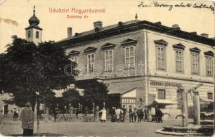 1910 Magyaróvár, Mosonmagyaróvár; Széchenyi tér, Központi sörcsarnok. Pingitzer Ignácz kiadása 2164. (szakadás / tear)