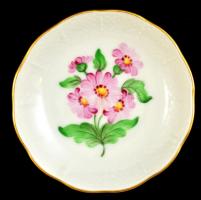 Herendi virágmintás porcelán tálka, kézzel festett, jelzett, hibátlan, d: 8 cm
