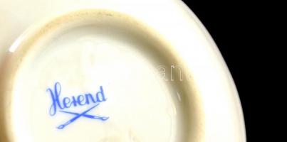 Herendi virágmintás porcelán tálka, kézzel festett, jelzett, hibátlan, d: 8 cm