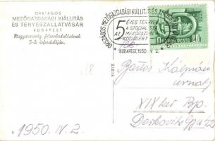 1950 Budapest, Országos Mezőgazdasági és Tenyészállatvásár. Magyarország felszabadulásának 5-ik évfo...