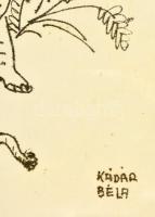 Kádár jelzéssel: Tigrisek. Tus, papír, üvegezett keretben, 24×30 cm