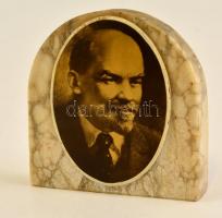 Lenin, asztali dísz, alabástrom alapon, 10×10 cm