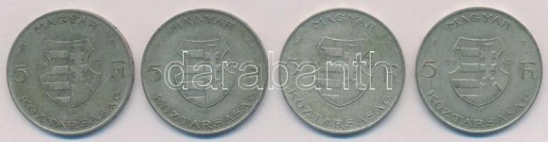 1947. 5Ft Ag "Kossuth" (4x) T:2,2- patina