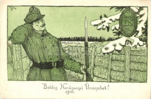 1916 Boldog Karácsonyi Ünnepeket! / WWI K.u.K. military christmas greeting card s: Daday