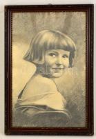Jelzés nélkül: Kislány portré. Szén, papír, üvegezett keretben, 47×30 cm