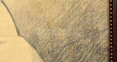 Jelzés nélkül: Kislány portré. Szén, papír, üvegezett keretben, 47×30 cm