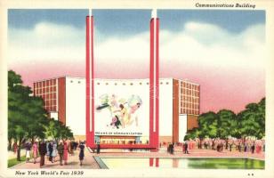 New York City, Communications Building, advertisement card for New York Worlds Fair 1939