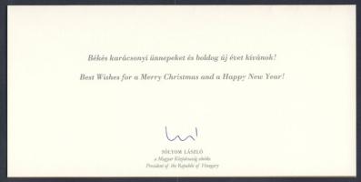 Sólyom László köztársasági elnök aláírása üdvözlőlapon