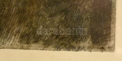 Jelzés nélkül: Öregapó a pipával. Rézkarc, papír, üvegezett keretben, 23×18 cm