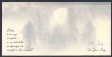 Göncz Kinga miniszter aláírása üdvözlőlapon