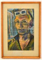 Derkovits jelzéssel: Öntödei munkás. Pasztell-szén, papír, üvegezett keretben, 39×25 cm