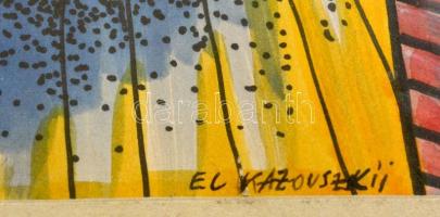 Kazovszkij jelzéssel: Kompozíció. Akvarell-tus, papír, üvegezett keretben, 20×20 cm