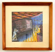 Kazovszkij jelzéssel: Kompozíció. Akvarell-tus, papír, üvegezett keretben, 20×20 cm