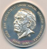 2002. "Száz éve született Tápai Antal Szeged szobrásza 1902-2002" jelzett Ag emlékérem eredeti dísztokban (33,3g/0.925/42,5mm) T:PP ujjlenyomat