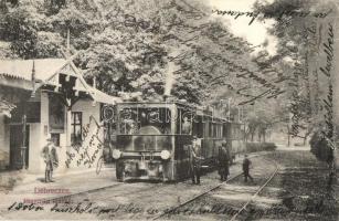 1908 Debrecen, Nagyerdői helyi vasúti indóház, kisvasút. Pongrácz Géza kiadása (EK)