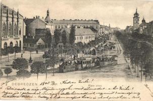 1903 Debrecen, városi kisvasút a Fő utcán. Komáromi L. kiadása
