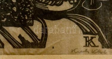 Olvashatatlan jelzéssel: Asztali csendélet. Fametszet, papír, 18×24 cm