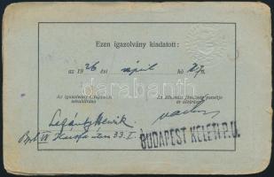 1927 Havi bérleti igazolvány, fényképpel