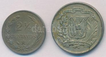 Dominikai Köztársaság 1888A 2 1/2c Cu-Ni + 1944. 5c Ag T:2,2- Dominican Republic 1888A 2 1/2 Centavos Cu-Ni + 1944. 5 Centavos Ag C:XF,VF