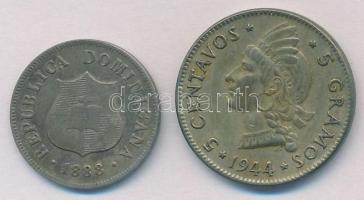 Dominikai Köztársaság 1888A 2 1/2c Cu-Ni + 1944. 5c Ag T:2,2-
Dominican Republic 1888A 2 1/2 Centav...