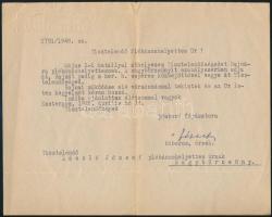 1948 Esztergom, Mindszenty József (1892-1972) bíboros, érsek aláírása áthelyezési okmányon, fejléces levélpapíron