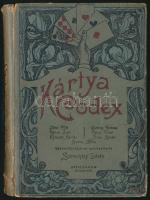 Szomaházy István (szerk.): Kártya-kódex. Jókai Mór, Rákosi Jenő, Mikszáth Kálmán, Herczeg Ferenc, Rákosi Viktor, Bródy Sándor és Ambrus Zoltán közreműködésével. Bp.,1898, Athenaeum, 212 p. Kiadói festett, illusztrált egészvászon-kötés, kopott borítóval.