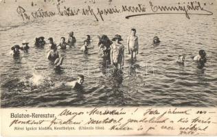 1908 Balatonkeresztúr, fürdőzők. Kiadja Mérei Ignác