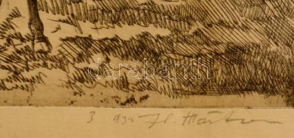 Márton jelzéssel: Ló család. Rézkarc, papír, jelzett, 17×23,5 cm