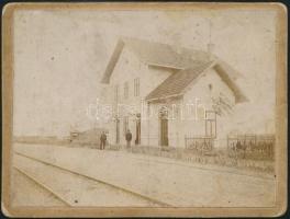cca 1900 Radna, vasútállomás, keményhátú fotó, 9×12 cm