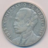 Kuba 1953. 1P Ag "Jose Marti" T:2 Cuba 1953. 1 Peso Ag "Jose Marti C:XF Krause KM#29