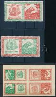 1934 Magyar Turista Szövetség 6 db levélzáró (2 x 1 db + 1 négyestömb)