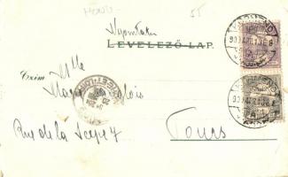 1900 Körmend, Honvéd laktanya, Gőzmalom, Katolikus templom, Malom. Art Nouveau, floral, litho (kis s...