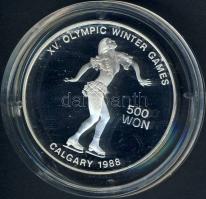 Észak-Korea 1989. 500W Ag "Téli olimpia-műkorcsolya" T:PP
