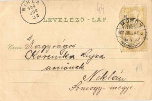 1900 Moson (Magyaróvár, Mosonmagyaróvár); Fő utca, Schulz J. kávéháza. Kiadja A. Kumpf (apró szakadá...