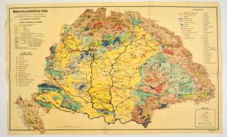 cca 1928 Fodor Ferenc Magyarország gazdaságföldrajzi térképe, 1:1500000, Magyar Földrajzi Intézet, ragasztott, kis szakadásokkal, 63×95 cm
