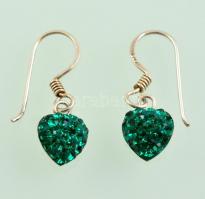 Ezüst(Ag) szívecskés fülbevalópár, jelzett, bruttó: 1,1 g